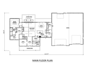 AJ7697-A Modern Farmhouse First Floor Plan, 3 Bedrooms, 2.5 Bathrooms | Plan 1040 