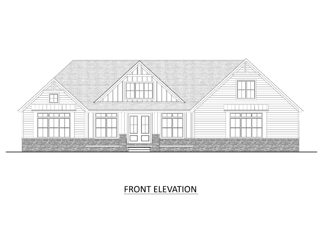 AJ7698-A Modern Farmhouse Front Elevation, 3 Bedrooms, 2.5 Bathrooms | Plan 1042 