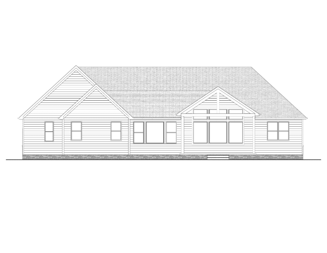 AJ7698-A Modern Farmhouse Rear Elevation, 3 Bedrooms, 2.5 Bathrooms | Plan 1042 