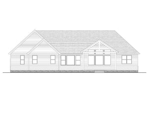 AJ7698-A Modern Farmhouse Rear Elevation, 3 Bedrooms, 2.5 Bathrooms | Plan 1042 