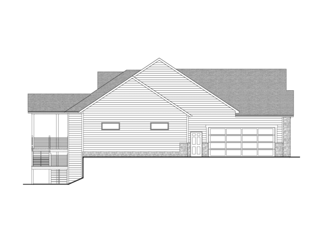 AJ7699-A Craftsman House Right Elevation, 3 Bedrooms, 2.5 Bathrooms | Plan 1043