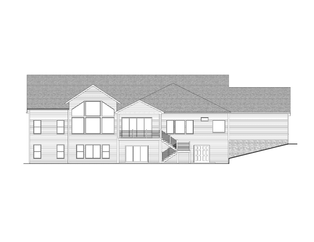 AJ7699-A Craftsman House Rear Elevation, 3 Bedrooms, 2.5 Bathrooms | Plan 1043