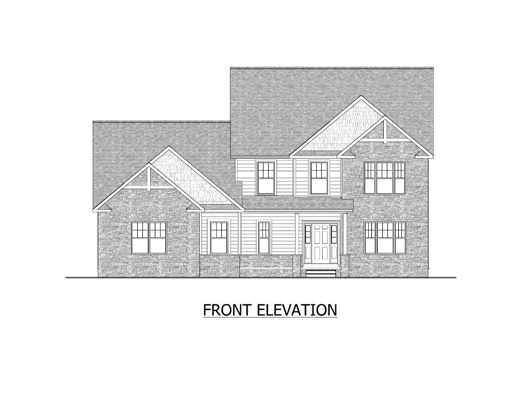 AJ7701-A Traditional House Front Elevation, 4 Bedrooms, 3.5 Bathrooms | Plan 1045 