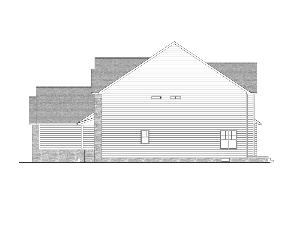 AJ7701-A Traditional House Right Elevation, 4 Bedrooms, 3.5 Bathrooms | Plan 1045 