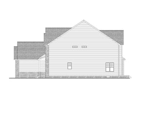 AJ7701-A Traditional House Right Elevation, 4 Bedrooms, 3.5 Bathrooms | Plan 1045 