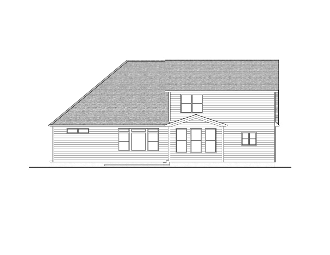AJ7702-A Craftsman House Rear Elevation, 3 Bedrooms, 2.5 Bathrooms | Plan 1046 