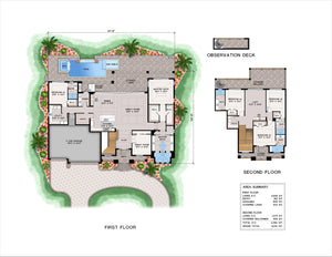 P7381-A Pelican House Floor Plan 5 Beds 5.5 Baths