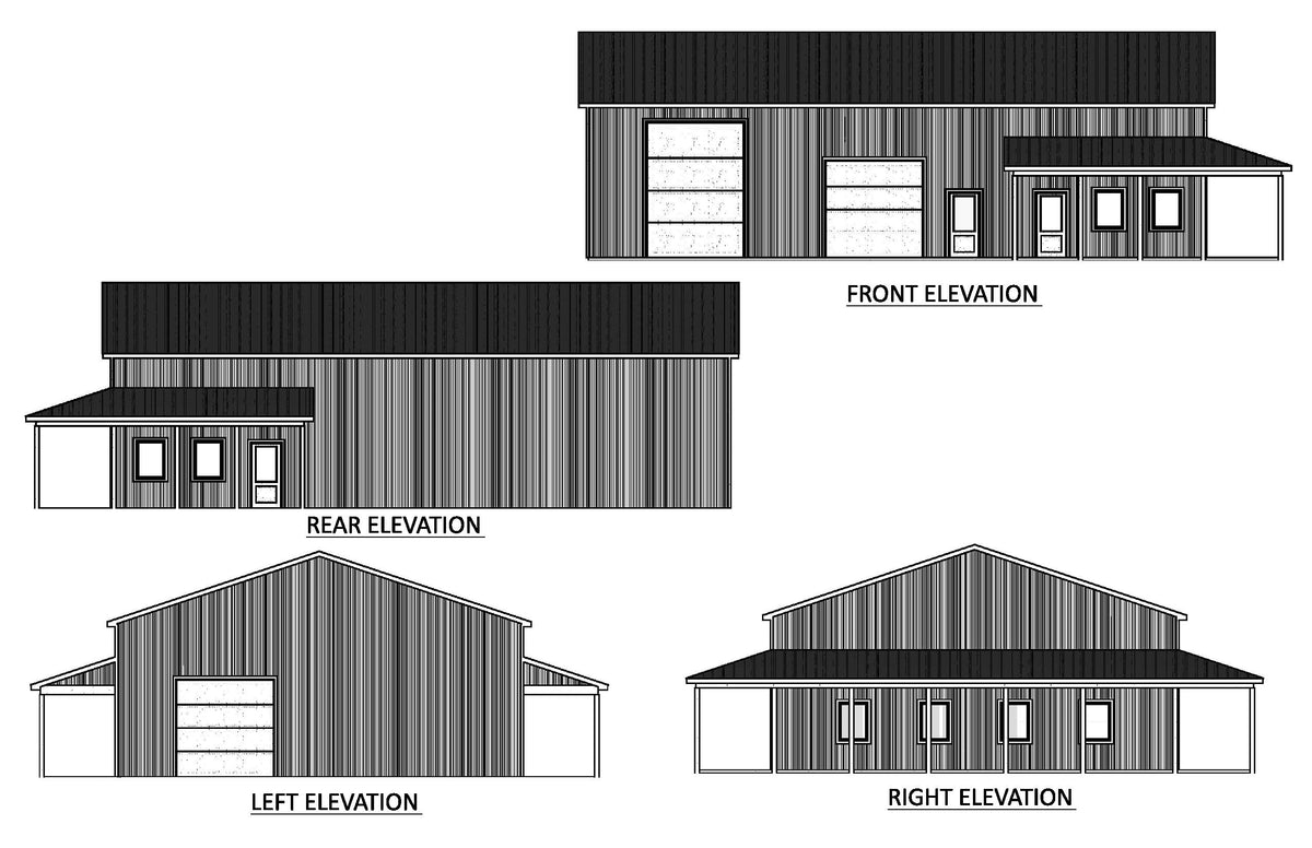Versatile Barndominium Garage with Expansive Wraparound Porch Design