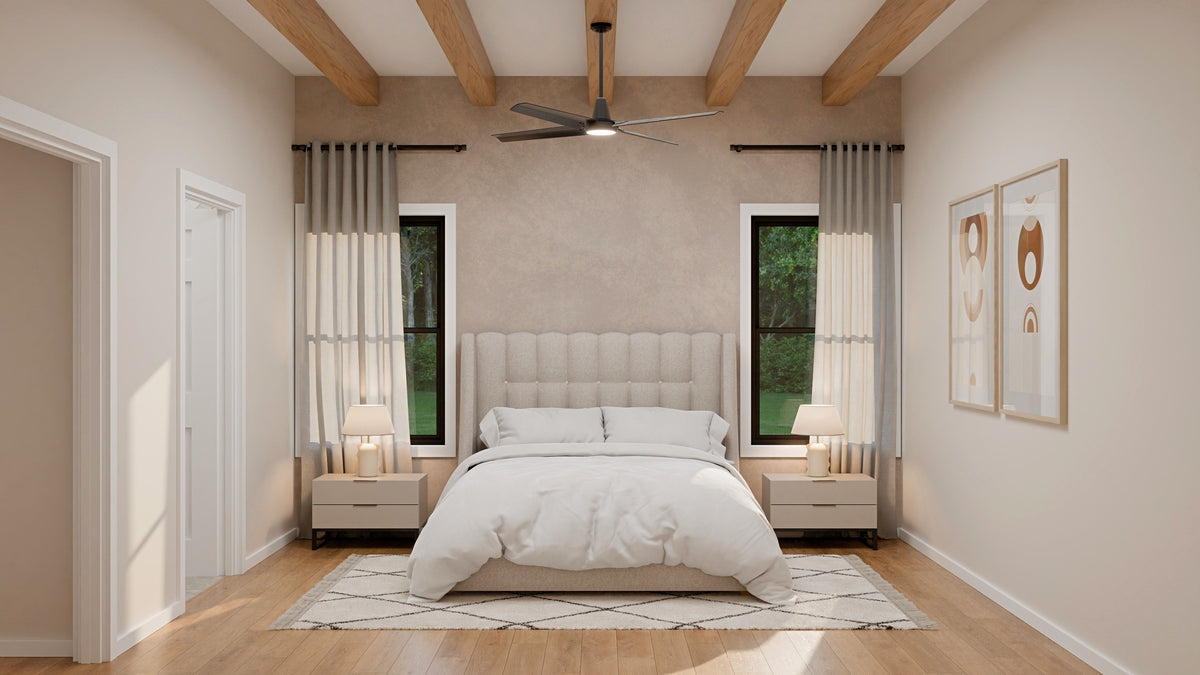 AJ7728-A Contemporary House Master Bedroom, 3 Bedrooms, 2 Bathrooms | Plan 1055 