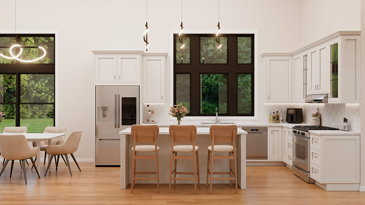 AJ7728-A Contemporary House Kitchen, 3 Bedrooms, 2 Bathrooms | Plan 1055 