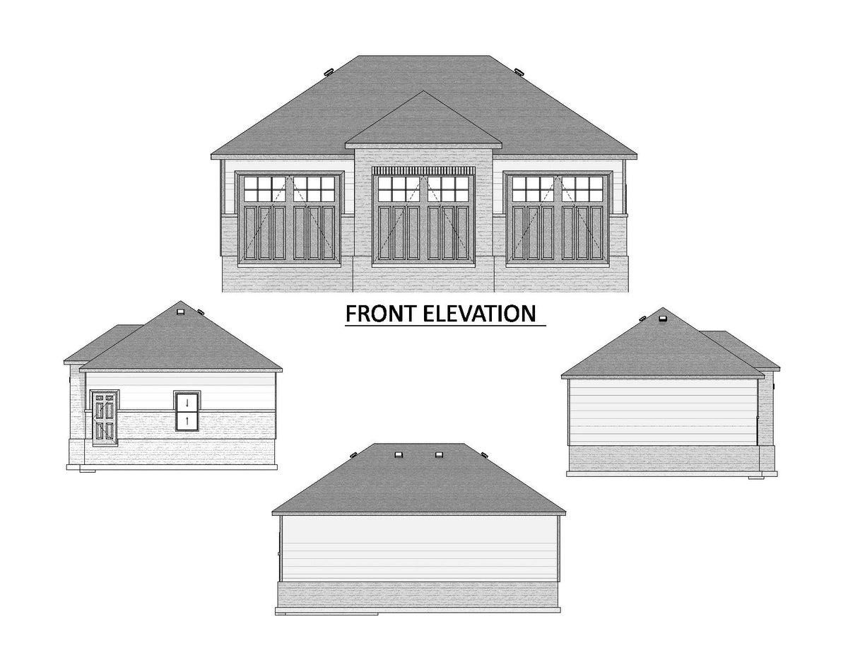 Spacious Three-Car Garage Plan with High Ceilings and Storage