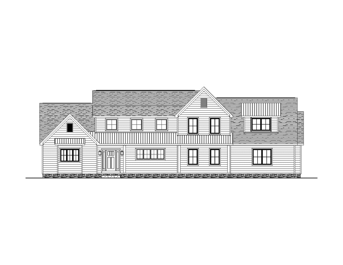AJ7672-A Modern Farmhouse Front Elevation, 3 Bedrooms, 2.5 Bathrooms | Plan 1005 
