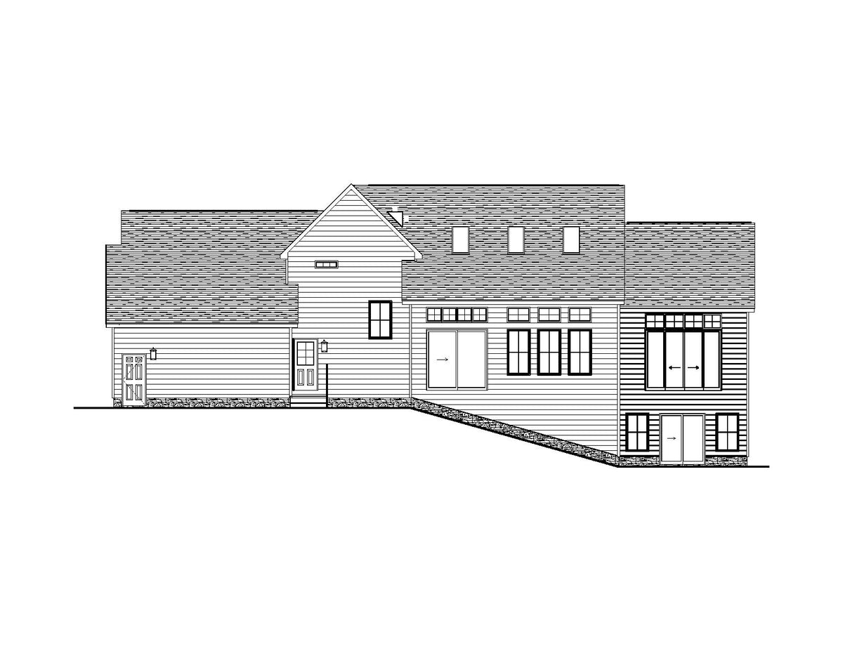 AJ7672-A Modern Farmhouse Rear Elevation, 3 Bedrooms, 2.5 Bathrooms | Plan 1005 