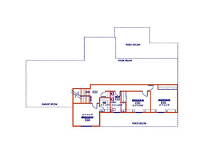 AJ7673-A Modern Farmhouse Second Floor Plan, 4 Bedrooms, 2.5 Bathrooms | Plan 1007 