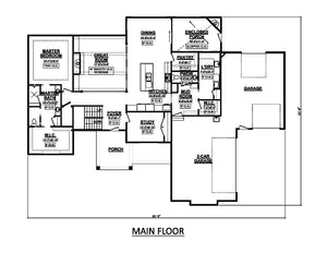 AJ7691-A Country House First Floor Plan, 3 Bedrooms, 2.5 Bathrooms | Plan 1021 