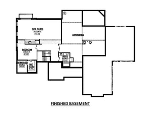 AJ7691-A Country House Basement Floor Plan, 3 Bedrooms, 2.5 Bathrooms | Plan 1021 