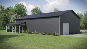 Versatile Barndominium Garage with Expansive Wraparound Porch Design