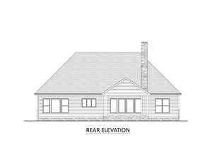 AJ7716-A Craftsman Ranch House Rear Elevation, 3 Bedrooms, 2.5 Bathrooms | Plan 1061 