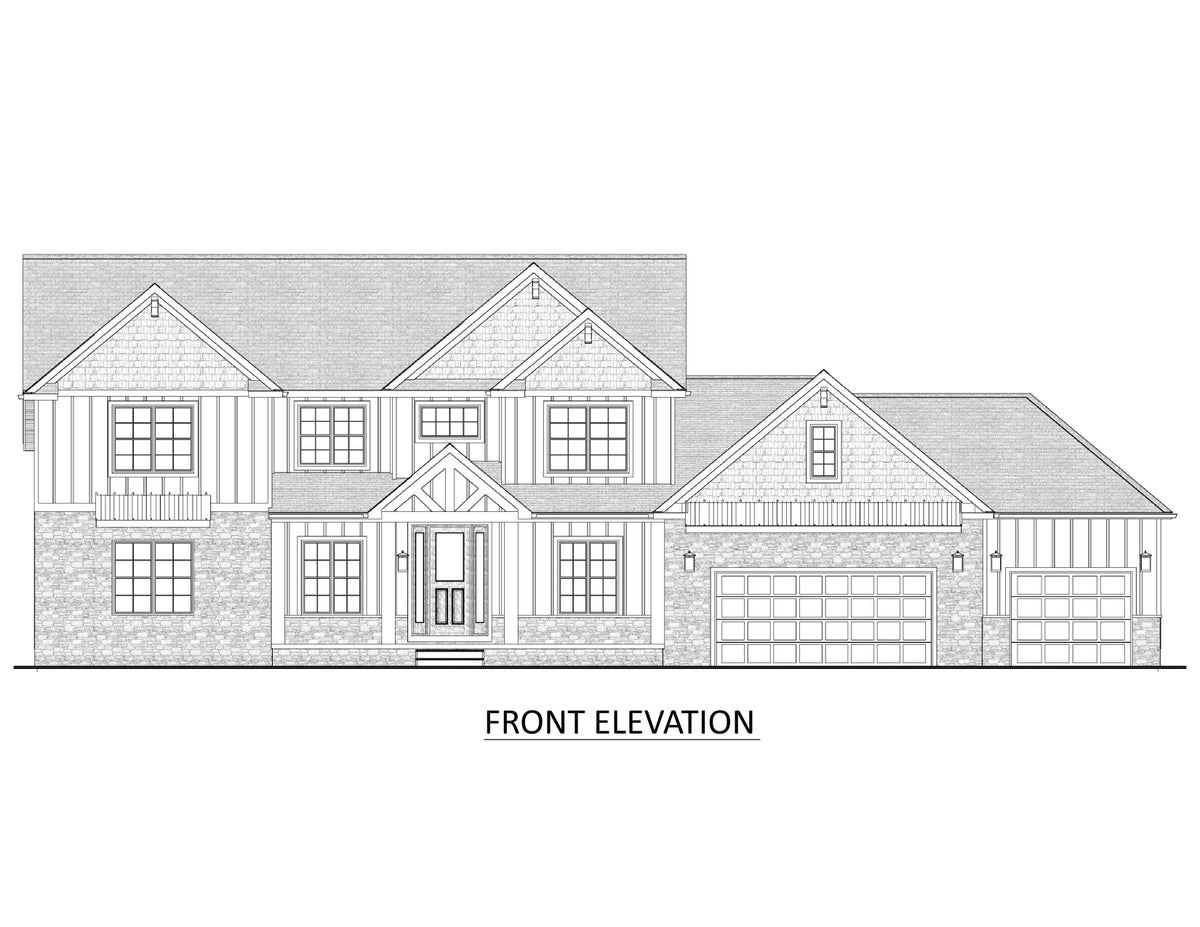 AJ7726-A Craftsman House Front Elevation, 3 Bedrooms, 2.5 Bathrooms | Plan 1063