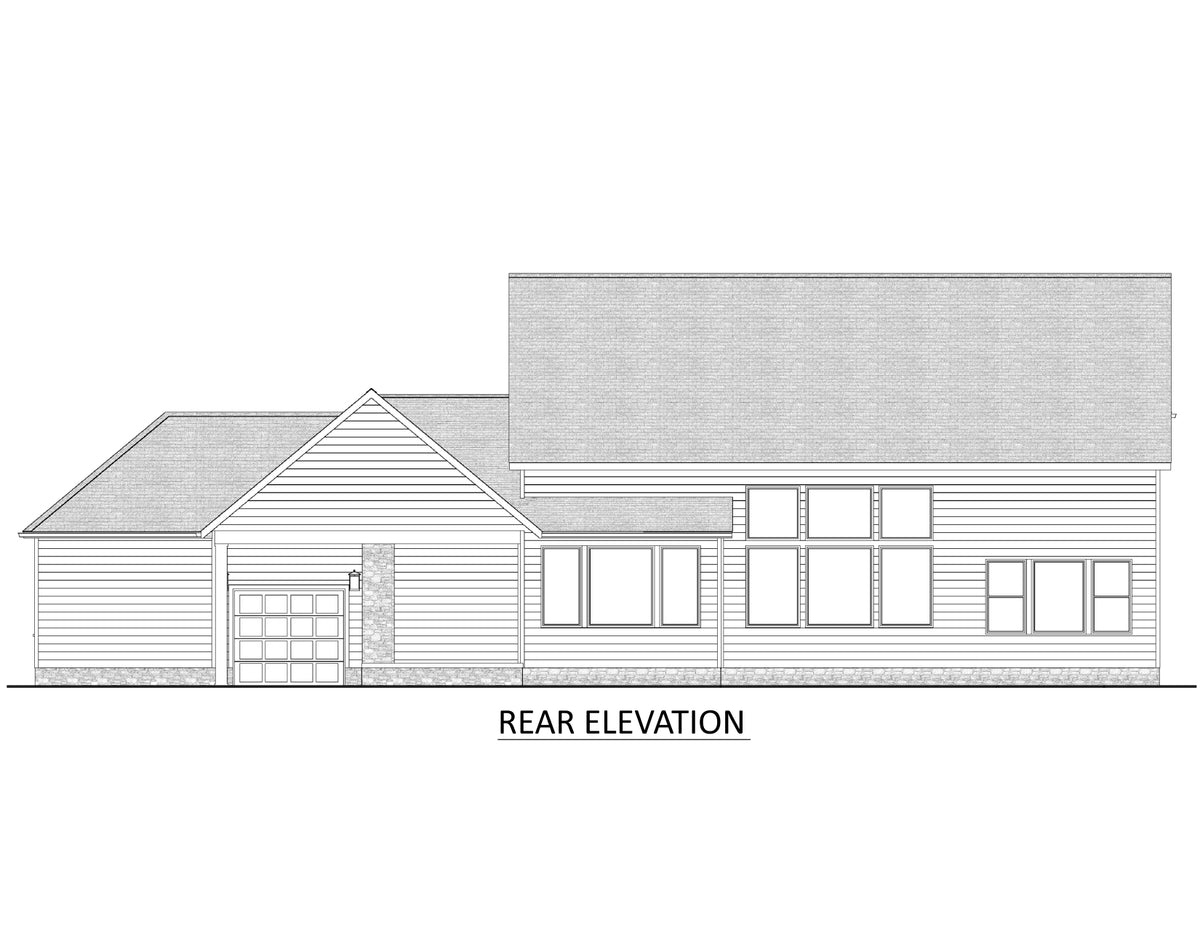 AJ7726-A Craftsman House Rear Elevation, 3 Bedrooms, 2.5 Bathrooms | Plan 1063