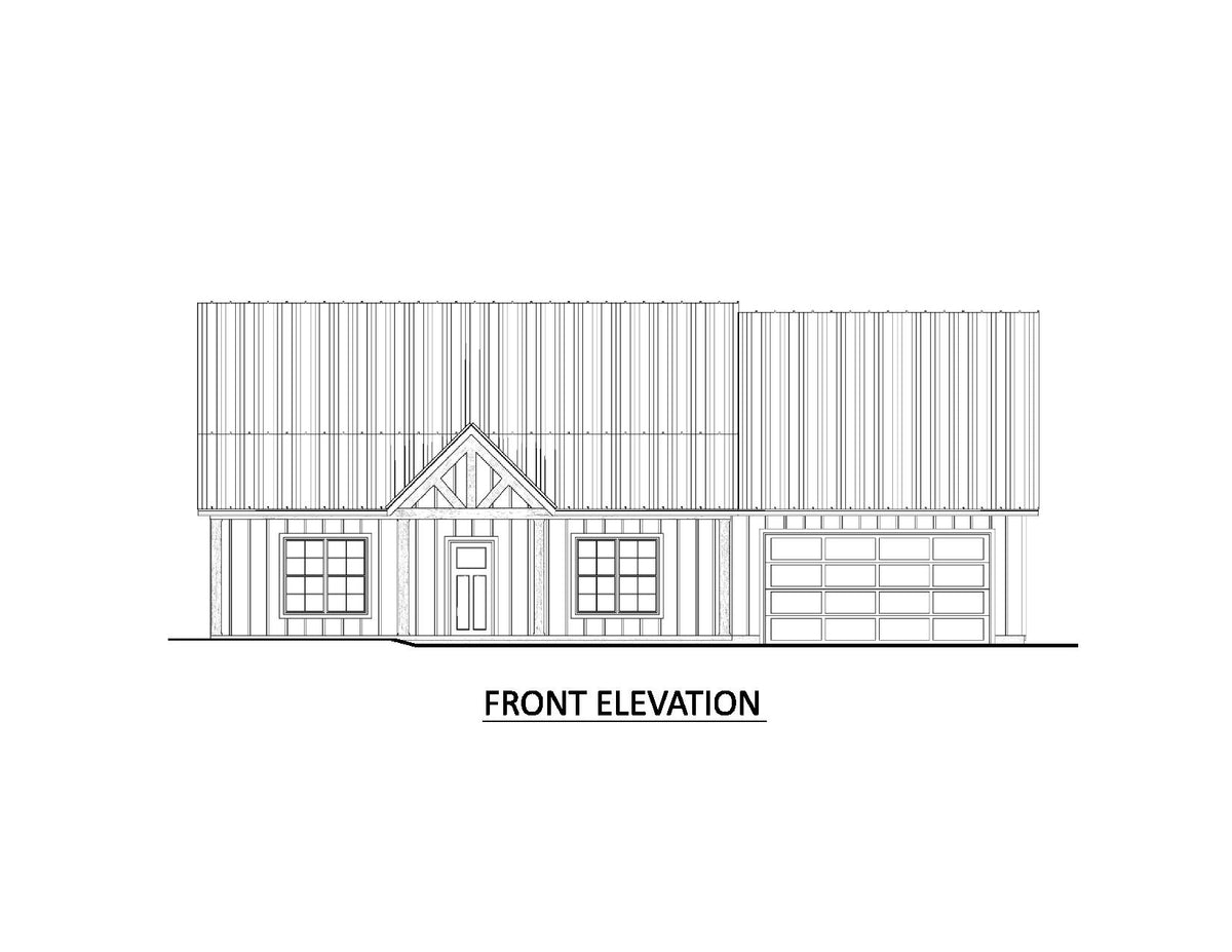 AJ7727-A Modern Farmhouse Front Elevation, 3 Bedrooms, 2 Bathrooms | Plan 1064 