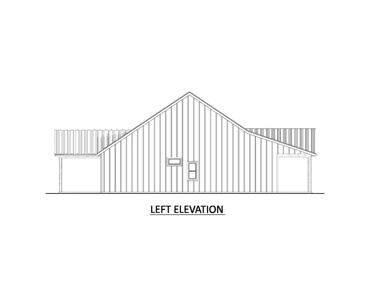 AJ7727-A Modern Farmhouse Left Elevation, 3 Bedrooms, 2 Bathrooms | Plan 1064 