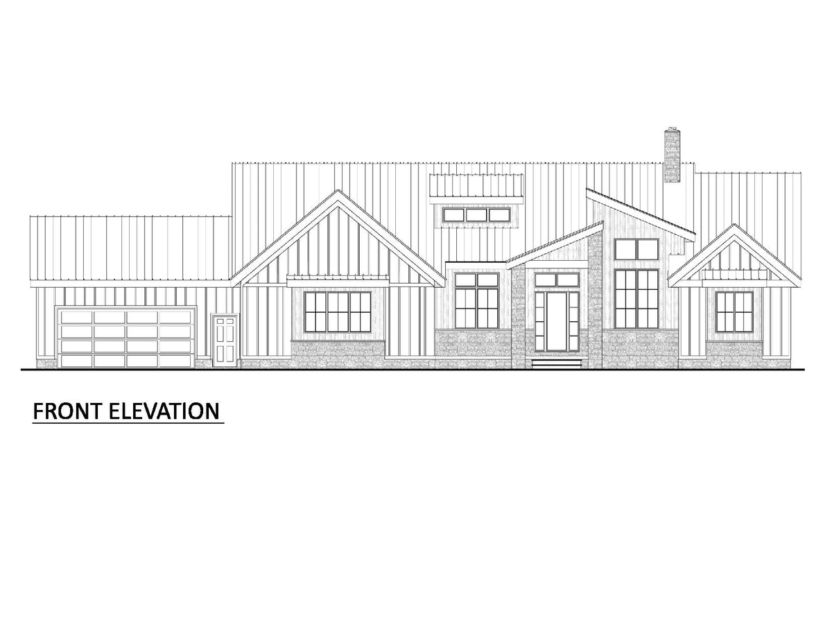 AJ8343-A Contemporary Farmhouse, 3 Bedrooms, 2.5 Bathrooms | Plan 1072 House Plan Front Elevation