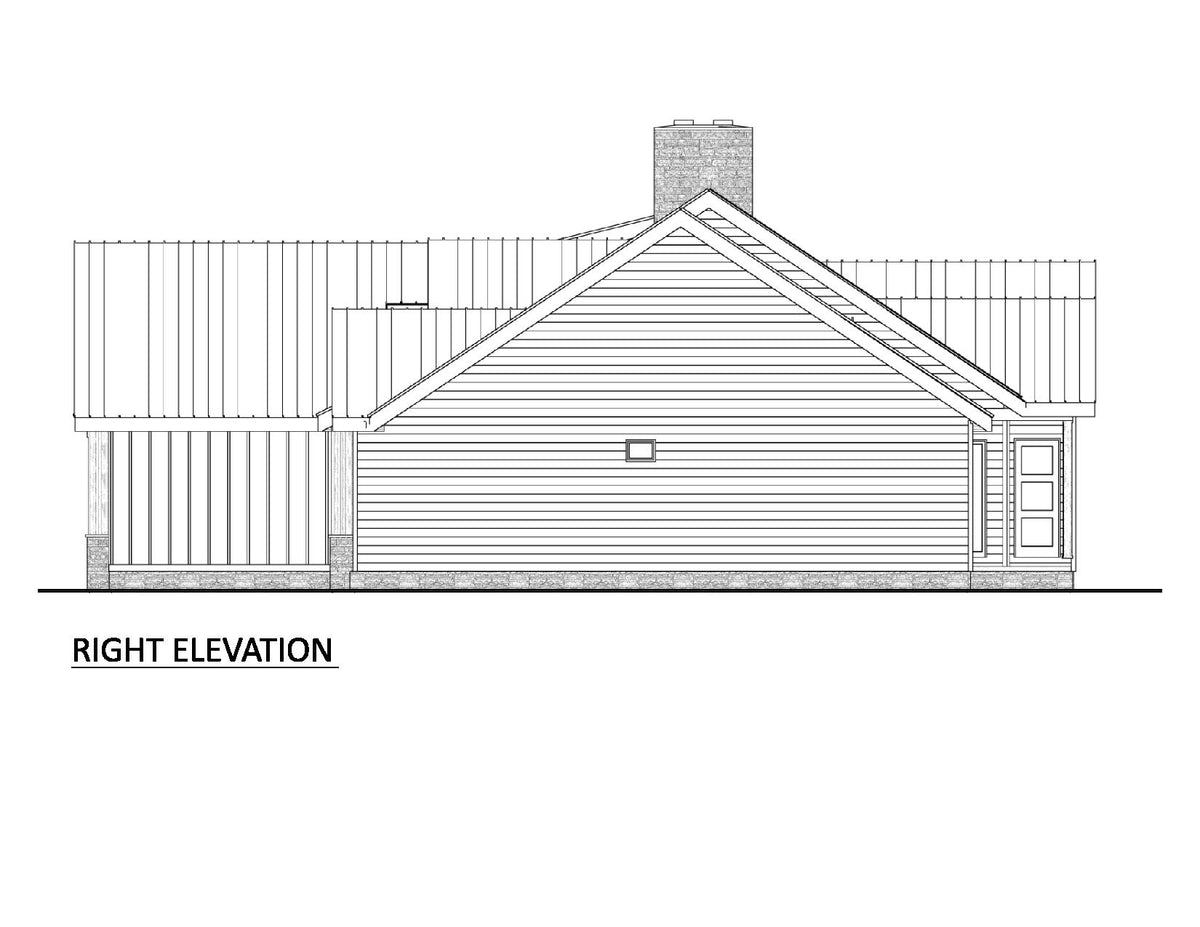 AJ8343-A Contemporary Farmhouse, 3 Bedrooms, 2.5 Bathrooms | Plan 1072 House Plan Right Elevation