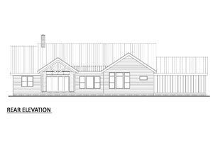 AJ8343-A Contemporary Farmhouse, 3 Bedrooms, 2.5 Bathrooms | Plan 1072 House Plan Rear Elevation