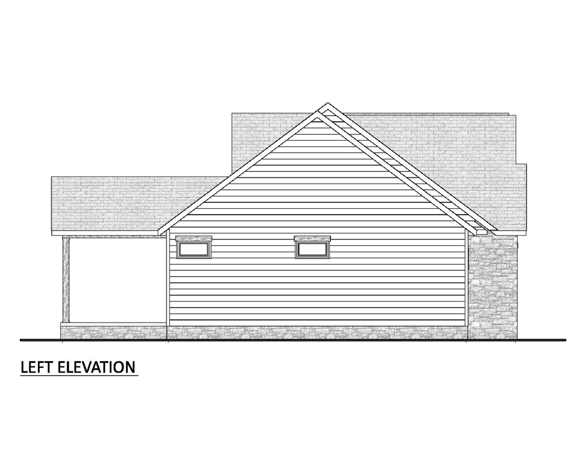 AJ8451-A Modern Farmhouse, 3 Bedrooms, 2 Bathrooms | Plan 1073 House Plan Left Elevation