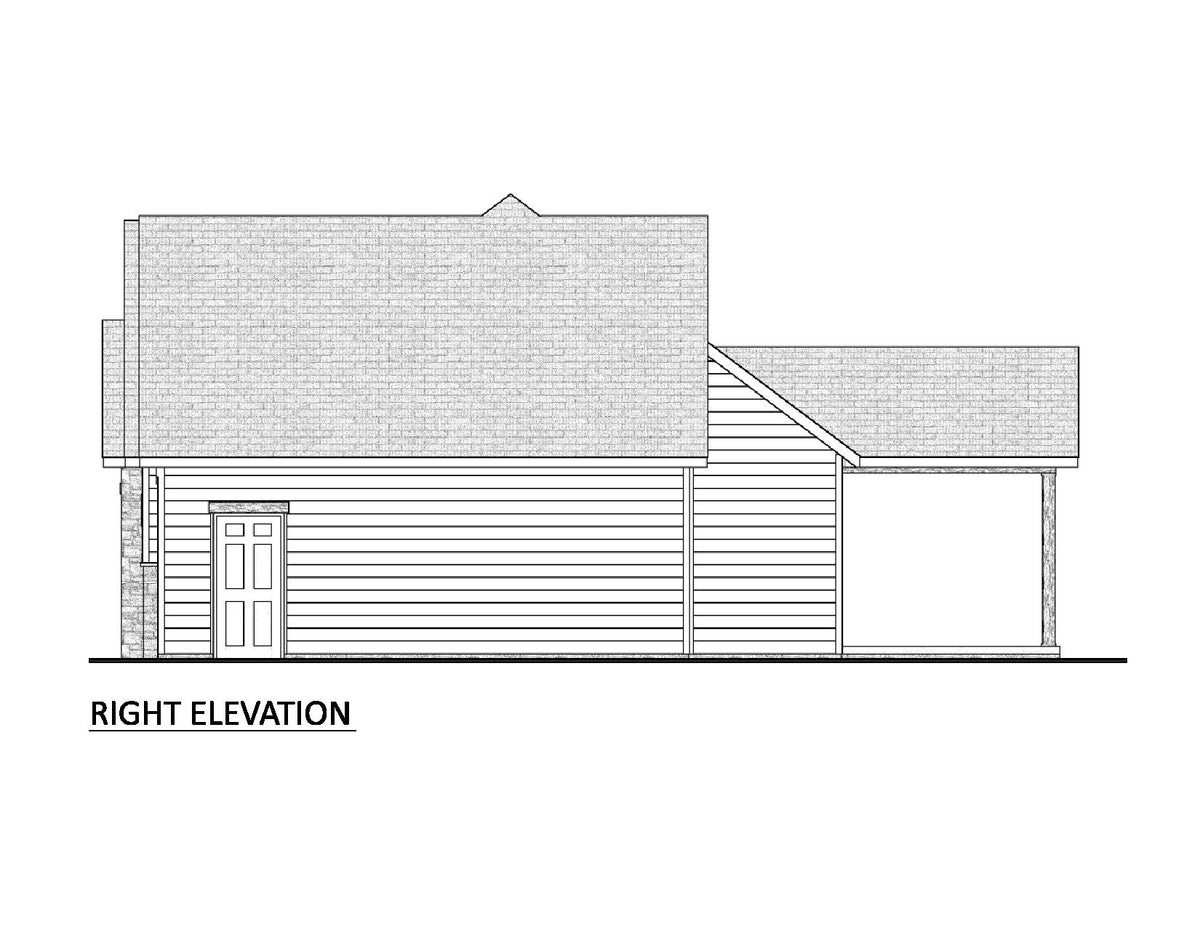 AJ8451-A Modern Farmhouse, 3 Bedrooms, 2 Bathrooms | Plan 1073 House Plan Right Elevation