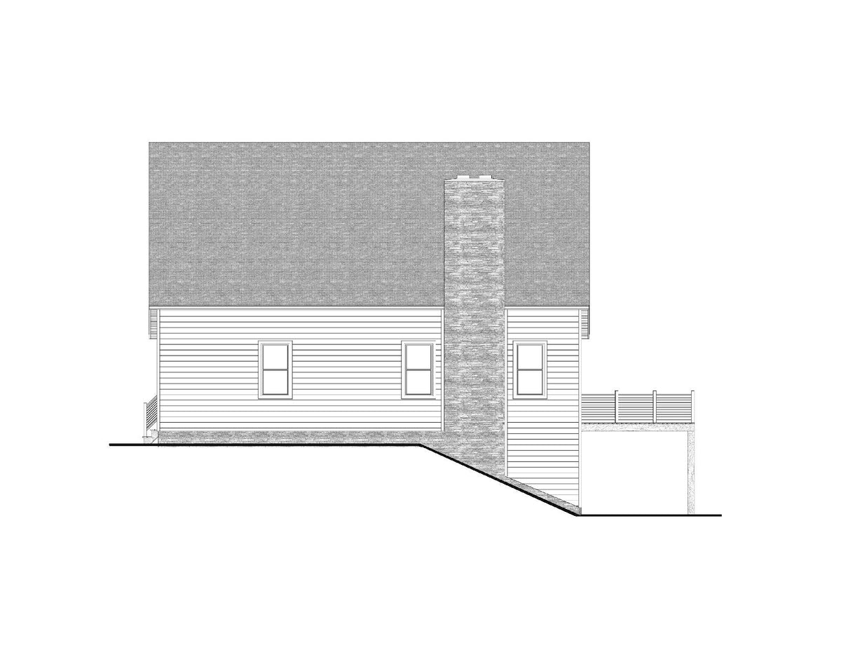 AJ8455-A Modern Mountain House, 4 Bedrooms, 2 to 3 Bathrooms | Plan 1074 House Plan Rear Elevation