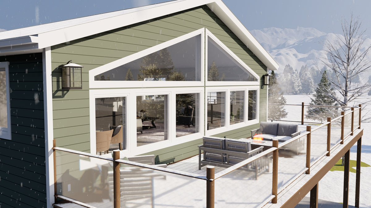 Two-Bedroom Garage Apartment Plan with 6-Car Garage and Deck