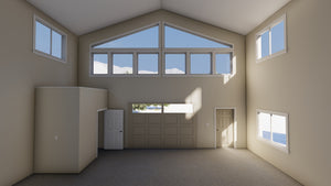 Two-Bedroom Garage Apartment Plan with 6-Car Garage and Deck