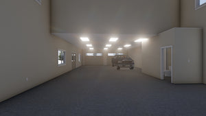 Two-Bedroom Garage Apartment Plan with 6-Car Garage and Deck