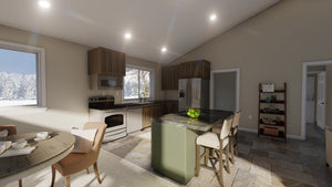 Two-Bedroom Garage Apartment Plan with 6-Car Garage and Deck