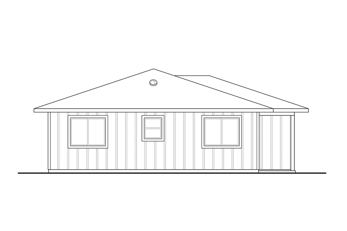 AM8113-A Cottage House, 2 Bedrooms, 2 Bathrooms | Pike Cottage House Plan Left Elevation