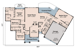 AM8102-A Prairie House First Floor Plan, 3 Bedrooms, 3.5 Bathrooms | Laurelhurst House Plan 