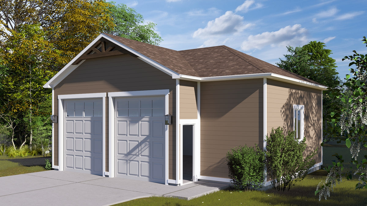 AO8491-A Detached Garage with Workshop | Pressley Garage Plan Exterior-12