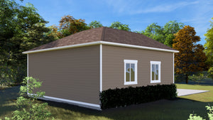 AO8491-A Detached Garage with Workshop | Pressley Garage Plan Exterior-14
