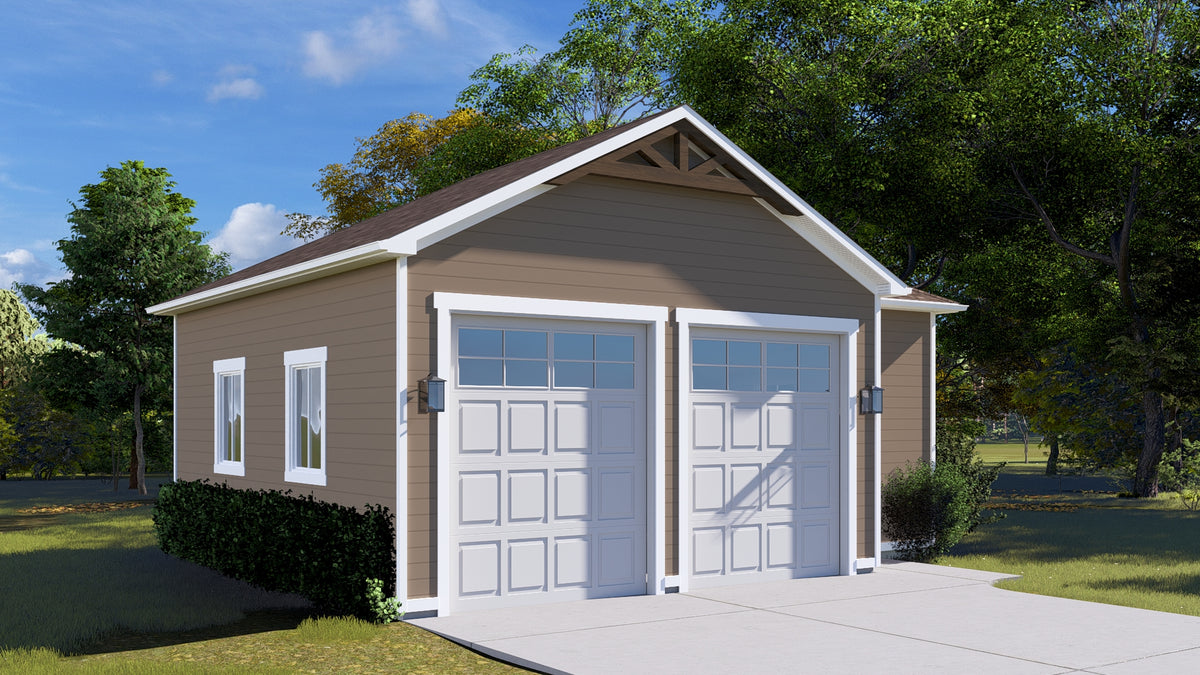 AO8491-A Detached Garage with Workshop | Pressley Garage Plan Exterior-15