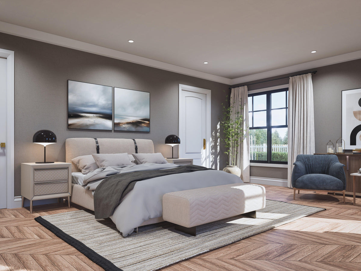 A7555-A Modern Farmhouse Primary Bedroom, 3 Bedrooms, 2.5 Bathrooms | Wells Manor House 