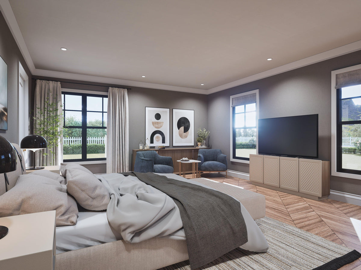A7555-A Modern Farmhouse Primary Bedroom, 3 Bedrooms, 2.5 Bathrooms | Wells Manor House 