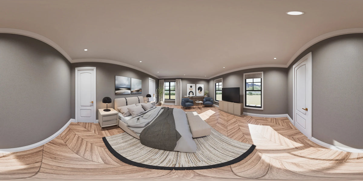 A7555-A Modern Farmhouse Primary Bedroom, 3 Bedrooms, 2.5 Bathrooms | Wells Manor House 