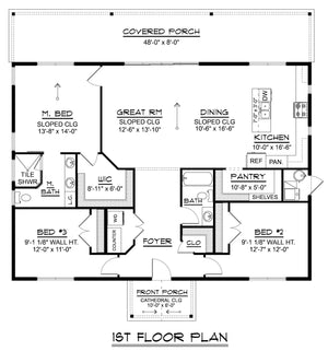 Q7487-A Modern House First Floor Plan, 3 Bed, 2 Bath | Plan 25449 