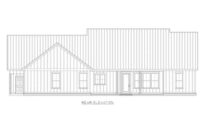 C7818-A Farmhouse Style House Plan, 3 Beds, 3.5 Baths Rear Elevation