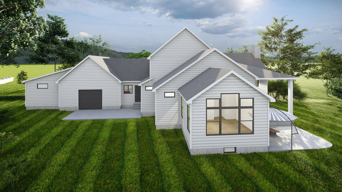 AJ7681-A Modern Farmhouse, 3 Bedrooms, 2.5 Bathrooms | Plan 1013 Exterior-3