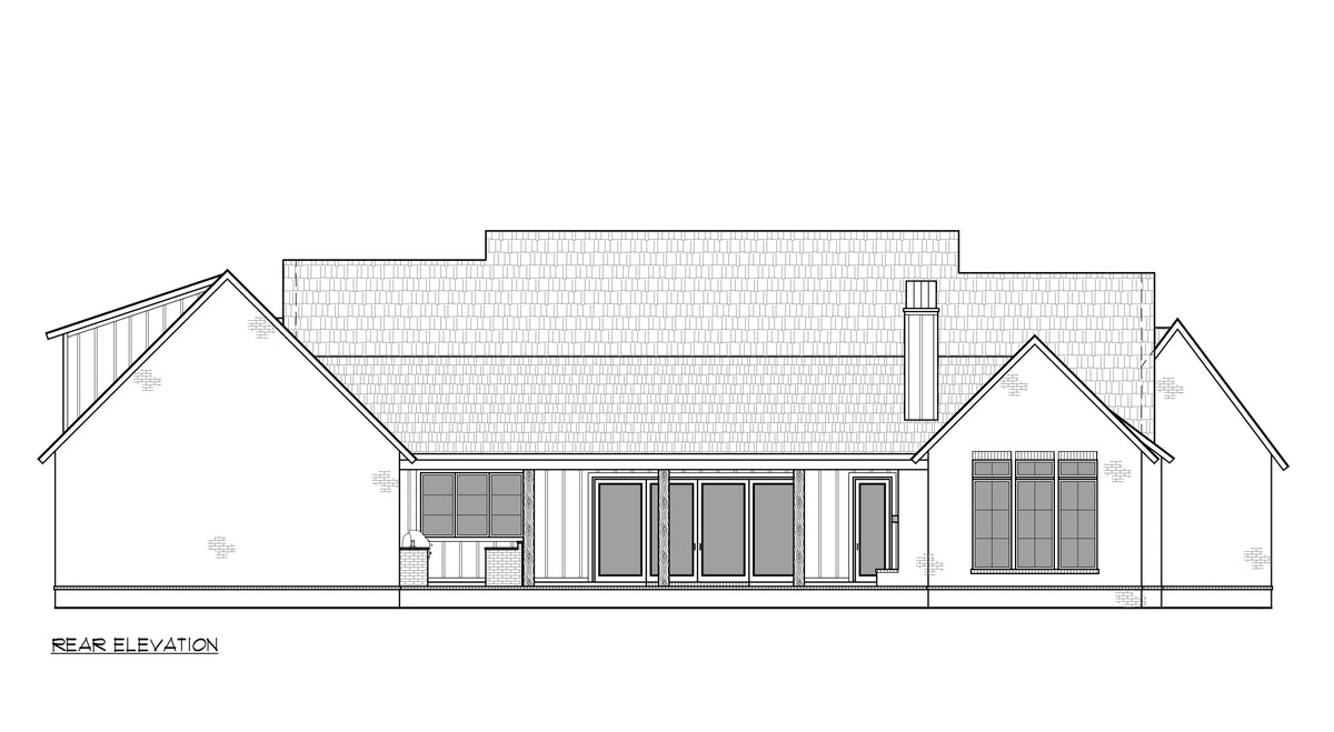 C8154-A Modern Farmhouse House, 4 Bedrooms, 4.5 Bathrooms | Amaryllis 2 House Plan Rear Elevation