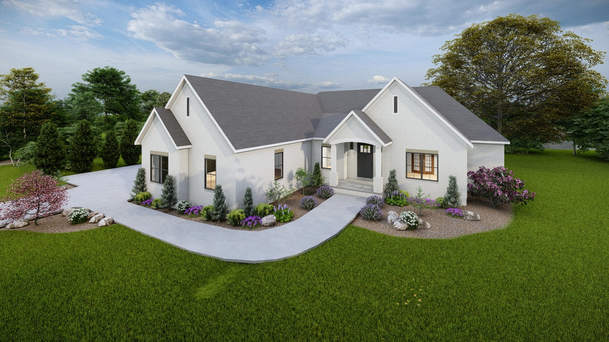 AJ7680-A Modern Farmhouse, 4 Bedrooms, 2.5 Bathrooms | Plan 1012 Exterior-3