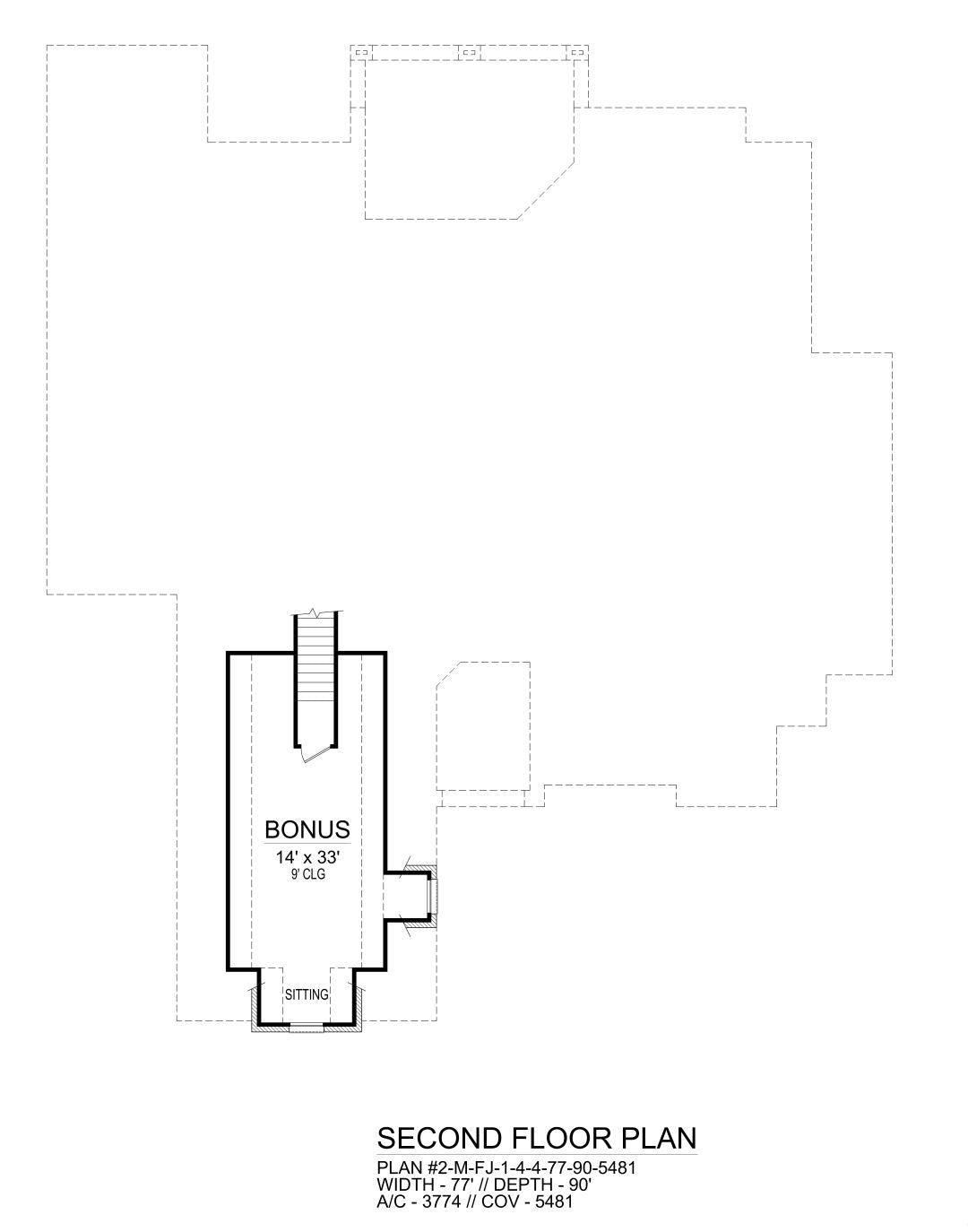 F8046-A Traditional House Second Floor Plan, 4 Bedrooms, 4.5 Bathrooms | Ridgeview Ranch 